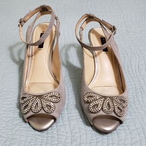 Alex Marie Formal Silver Peep-Toe Heels